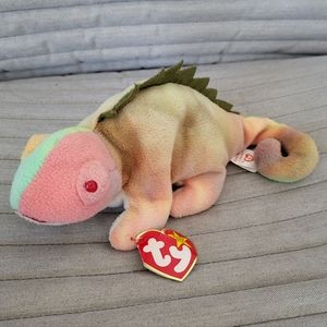 Ty Beanie Baby Iggy Iguana Rare Name Error Retired Canada Vintage 1997 Rainbow